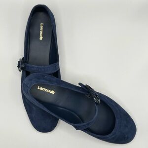 Larroudé Navy Suede Verona Mary Jane - size 10